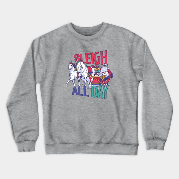 Santa & Unicorns Sleigh All Day Crewneck Sweatshirt by SLAG_Creative